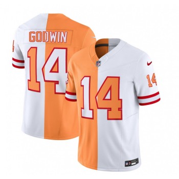 Men's Tampa Bay Buccaneers #14 Chris Godwin 2023 F.U.S.E. White/Orange Split Throwback Limited Stitched Jersey Men's Tampa Bay Buccaneers #14 Chris Godwin 2023 F.U.S.E. White/Orange Split Throwback Limited Stitched Jersey