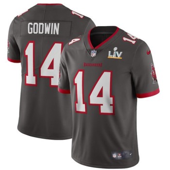 Men's Tampa Bay Buccaneers #14 Chris Godwin Grey 2021 Super Bowl LV Limited Stitched Jersey Men's Tampa Bay Buccaneers #14 Chris Godwin Grey 2021 Super Bowl LV Limited Stitched Jersey