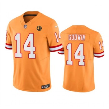 Men's Tampa Bay Buccaneers #14 Chris Godwin Orange 2023 F.U.S.E. Throwback With John Madden Patch Vapor Limited Stitched Football Jersey Men's Tampa Bay Buccaneers #14 Chris Godwin Orange 2023 F.U.S.E. Throwback With John Madden Patch Vapor Limited Stitched Football Jersey
