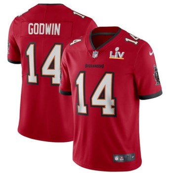 Men's Tampa Bay Buccaneers #14 Chris Godwin Red 2021 Super Bowl LV Limited Stitched Jersey Men's Tampa Bay Buccaneers #14 Chris Godwin Red 2021 Super Bowl LV Limited Stitched Jersey