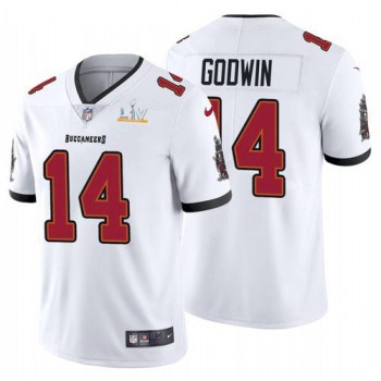 Men's Tampa Bay Buccaneers #14 Chris Godwin White 2021 Super Bowl LV Limited Stitched Jersey Men's Tampa Bay Buccaneers #14 Chris Godwin White 2021 Super Bowl LV Limited Stitched Jersey