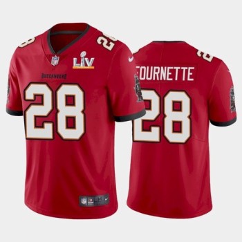 Men's Tampa Bay Buccaneers #28 Leonard Fournette Red 2021 Super Bowl LV Limited Stitched Jersey Men's Tampa Bay Buccaneers #28 Leonard Fournette Red 2021 Super Bowl LV Limited Stitched Jersey
