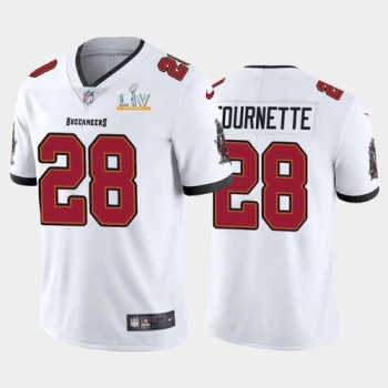 Men's Tampa Bay Buccaneers #28 Leonard Fournette White 2021 Super Bowl LV Limited Stitched Jersey Men's Tampa Bay Buccaneers #28 Leonard Fournette White 2021 Super Bowl LV Limited Stitched Jersey