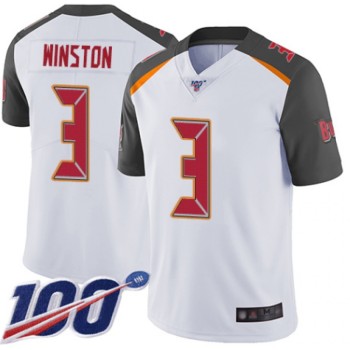 Men's Tampa Bay Buccaneers #3 Jameis Winston White 2019 100th Season Vapor Untouchable Limited Stitched NFL Jersey Men's Tampa Bay Buccaneers #3 Jameis Winston White 2019 100th Season Vapor Untouchable Limited Stitched NFL Jersey