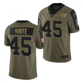 Men's Tampa Bay Buccaneers #45 Devin White 2021 Olive Salute To Service Limited Stitched Jersey Men's Tampa Bay Buccaneers #45 Devin White 2021 Olive Salute To Service Limited Stitched Jersey