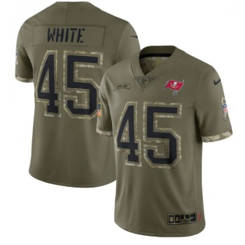 Men's Tampa Bay Buccaneers #45 Devin White Olive 2022 Salute To Service Limited Stitched Jersey