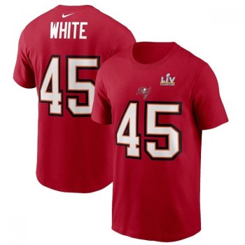 Men's Tampa Bay Buccaneers #45 Devin White Red Super Bowl LV NFL T-Shirt Men's Tampa Bay Buccaneers #45 Devin White Red Super Bowl LV NFL T-Shirt