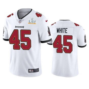 Men's Tampa Bay Buccaneers #45 Devin White White 2021 Super Bowl LV Limited Stitched Jersey Men's Tampa Bay Buccaneers #45 Devin White White 2021 Super Bowl LV Limited Stitched Jersey