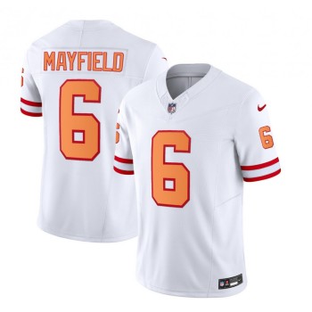 Men's Tampa Bay Buccaneers #6 Baker Mayfield 2023 F.U.S.E. White Throwback Limited Stitched Jersey Men's Tampa Bay Buccaneers #6 Baker Mayfield 2023 F.U.S.E. White Throwback Limited Stitched Jersey