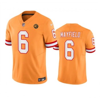 Men's Tampa Bay Buccaneers #6 Baker Mayfield Orange 2023 F.U.S.E. Throwback With John Madden Patch Vapor Limited Stitched Football Jersey Men's Tampa Bay Buccaneers #6 Baker Mayfield Orange 2023 F.U.S.E. Throwback With John Madden Patch Vapor Limited Stitched Football Jersey