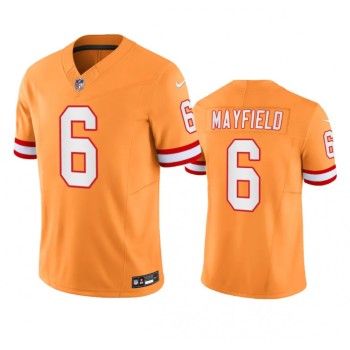 Men's Tampa Bay Buccaneers #6 Baker Mayfield Orange 2023 F.U.S.E. Throwback Limited Stitched Jersey Men's Tampa Bay Buccaneers #6 Baker Mayfield Orange 2023 F.U.S.E. Throwback Limited Stitched Jersey