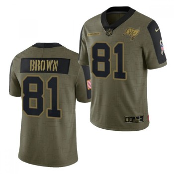 Men's Tampa Bay Buccaneers #81 Antonio Brown 2021 Olive Salute To Service Limited Stitched Jersey Men's Tampa Bay Buccaneers #81 Antonio Brown 2021 Olive Salute To Service Limited Stitched Jersey