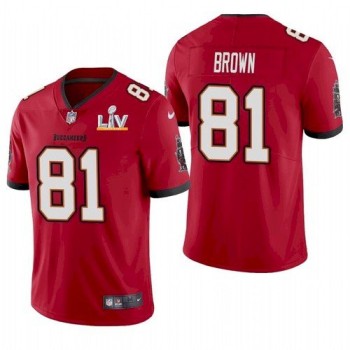 Men's Tampa Bay Buccaneers #81 Antonio Brown Red 2021 Super Bowl LV Limited Stitched Jersey Men's Tampa Bay Buccaneers #81 Antonio Brown Red 2021 Super Bowl LV Limited Stitched Jersey