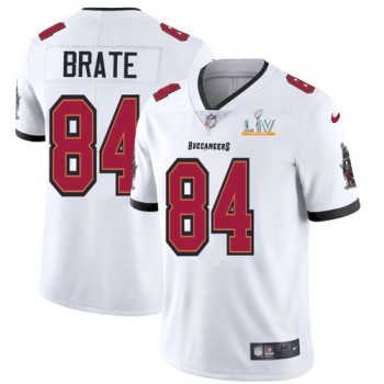 Men's Tampa Bay Buccaneers #84 Cameron Brate White 2021 Super Bowl LV Limited Stitched Jersey Men's Tampa Bay Buccaneers #84 Cameron Brate White 2021 Super Bowl LV Limited Stitched Jersey