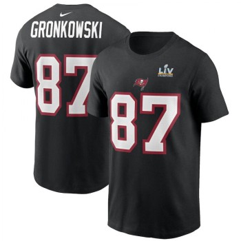 Men's Tampa Bay Buccaneers #87 Rob Gronkowski Black Super Bowl LV NFL T-Shirt Men's Tampa Bay Buccaneers #87 Rob Gronkowski Black Super Bowl LV NFL T-Shirt