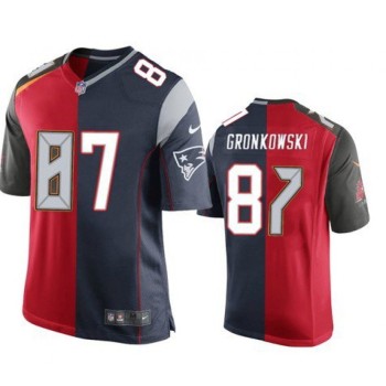 Men's Tampa Bay Buccaneers #87 Rob Gronkowski Red Navy Super Bowl Split GOAT Stitched Jersey Men's Tampa Bay Buccaneers #87 Rob Gronkowski Red Navy Super Bowl Split GOAT Stitched Jersey