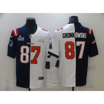 Men's Tampa Bay Buccaneers #87 Rob Gronkowski White Navy Super Bowl Split GOAT Stitched Jersey Men's Tampa Bay Buccaneers #87 Rob Gronkowski White Navy Super Bowl Split GOAT Stitched Jersey