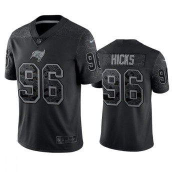Men's Tampa Bay Buccaneers #96 Akiem Hicks Black Reflective Limited Stitched Jersey Men's Tampa Bay Buccaneers #96 Akiem Hicks Black Reflective Limited Stitched Jersey