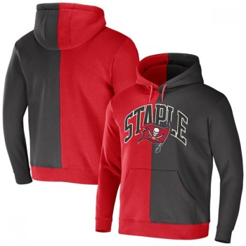 Men's Tampa Bay Buccaneers Red/Grey Split Logo Pullover Hoodie Men's Tampa Bay Buccaneers Red/Grey Split Logo Pullover Hoodie
