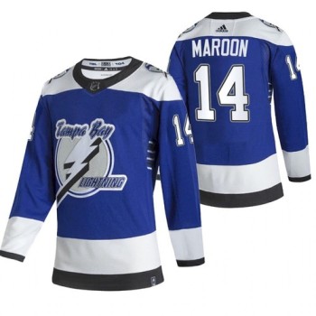 Men's Tampa Bay Lightning #14 Pat Maroon 2021 Blue Reverse Retro Stitched Jersey Men's Tampa Bay Lightning #14 Pat Maroon 2021 Blue Reverse Retro Stitched Jersey