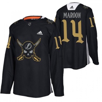 Men's Tampa Bay Lightning #14 Pat Maroon Black Gasparilla inspired Pirate-themed Warmup Stitched Jersey Men's Tampa Bay Lightning #14 Pat Maroon Black Gasparilla inspired Pirate-themed Warmup Stitched Jersey