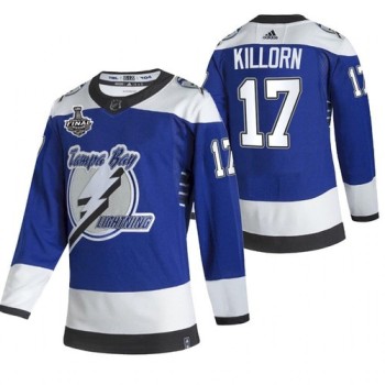 Men's Tampa Bay Lightning #17 Alex Killorn 2021 Blue Stanley Cup Final Bound Reverse Retro Stitched Jersey Men's Tampa Bay Lightning #17 Alex Killorn 2021 Blue Stanley Cup Final Bound Reverse Retro Stitched Jersey