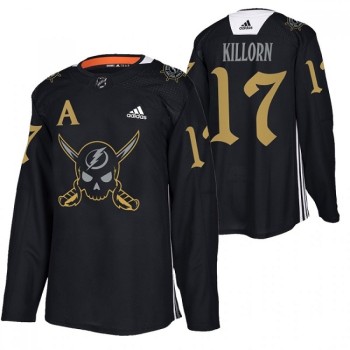 Men's Tampa Bay Lightning #17 Alex Killorn Black Gasparilla inspired Pirate-themed Warmup Stitched Jersey Men's Tampa Bay Lightning #17 Alex Killorn Black Gasparilla inspired Pirate-themed Warmup Stitched Jersey