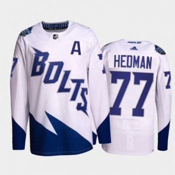 Men's Tampa Bay Lightning #77 Victor Hedman 2022 White Stadium Series Breakaway Stitched Jersey Men's Tampa Bay Lightning #77 Victor Hedman 2022 White Stadium Series Breakaway Stitched Jersey