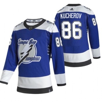 Men's Tampa Bay Lightning #86 Nikita Kucherov 2021 Blue Reverse Retro Stitched Jersey Men's Tampa Bay Lightning #86 Nikita Kucherov 2021 Blue Reverse Retro Stitched Jersey