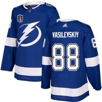 Men's Tampa Bay Lightning #88 Andrei Vasilevskiy 2022 Blue Stanley Cup Final Patch Stitched Jersey Men's Tampa Bay Lightning #88 Andrei Vasilevskiy 2022 Blue Stanley Cup Final Patch Stitched Jersey