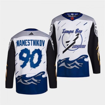 Men's Tampa Bay Lightning #90 Vladislav Namestnikov White 2022-23 Reverse Retro Stitched Jersey Men's Tampa Bay Lightning #90 Vladislav Namestnikov White 2022-23 Reverse Retro Stitched Jersey