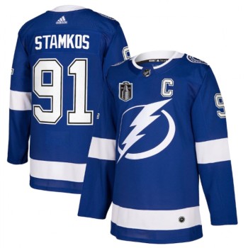 Men's Tampa Bay Lightning #91 Steven Stamkos 2022 Blue Stanley Cup Final Patch Stitched Jersey Men's Tampa Bay Lightning #91 Steven Stamkos 2022 Blue Stanley Cup Final Patch Stitched Jersey
