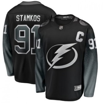 Men's Tampa Bay Lightning #91 Steven Stamkos Black Stitched NHL Jersey Men's Tampa Bay Lightning #91 Steven Stamkos Black Stitched NHL Jersey