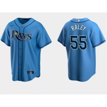 Men's Tampa Bay Rays #55 Luke Raley Light Blue Cool Base Stitched Baseball Jersey