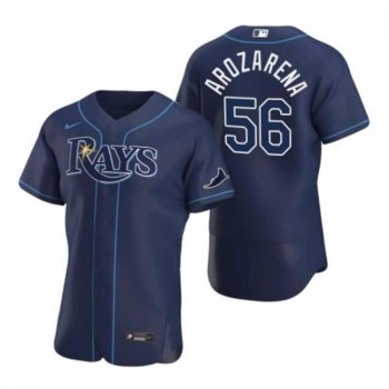 Men's Tampa Bay Rays #56 Randy Arozarena Navy Flex Base Stitched Jersey Men's Tampa Bay Rays #56 Randy Arozarena Navy Flex Base Stitched Jersey