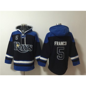 Men's Tampa Bay Rays #5 Wander Franco Black/Blue Lace-Up Pullover Hoodie