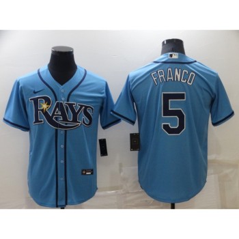 Men's Tampa Bay Rays #5 Wander Franco Blue Cool Base Stitched Baseball Jersey