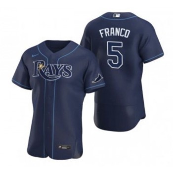 Men's Tampa Bay Rays #5 Wander Franco Navy Flex Base Stitched Jersey Men's Tampa Bay Rays #5 Wander Franco Navy Flex Base Stitched Jersey