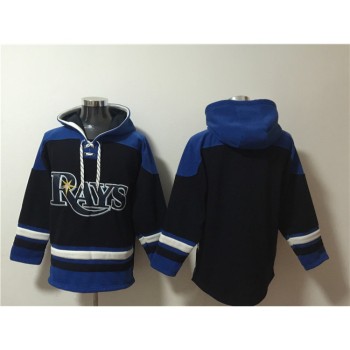 Men's Tampa Bay Rays Blank Black/Blue Lace-Up Pullover Hoodie Men's Tampa Bay Rays Blank Black/Blue Lace-Up Pullover Hoodie
