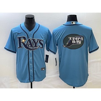 Men's Tampa Bay Rays Light Blue Team Big Logo Cool Base Stitched Baseball Jersey Men's Tampa Bay Rays Light Blue Team Big Logo Cool Base Stitched Baseball Jersey