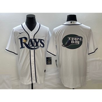 Men's Tampa Bay Rays White Team Big Logo Cool Base Stitched Baseball Jersey Men's Tampa Bay Rays White Team Big Logo Cool Base Stitched Baseball Jersey