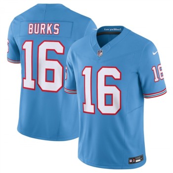 Men's Tennessee Titans #16 Treylon Burks Light Blue 2023 F.U.S.E. Vapor Limited Throwback Stitched Football Jersey Men's Tennessee Titans #16 Treylon Burks Light Blue 2023 F.U.S.E. Vapor Limited Throwback Stitched Football Jersey