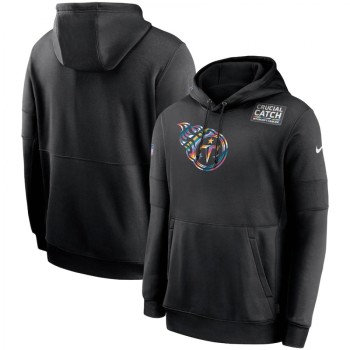 Men's Tennessee Titans 2020 Black Crucial Catch Sideline Performance Pullover Hoodie Men's Tennessee Titans 2020 Black Crucial Catch Sideline Performance Pullover Hoodie