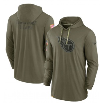 Men's Tennessee Titans 2022 Olive Salute to Service Tonal Pullover Hoodie