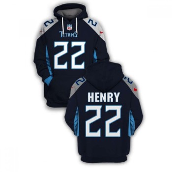 Men's Tennessee Titans #22 Derrick Henry 2021 Navy Pullover Hoodie Men's Tennessee Titans #22 Derrick Henry 2021 Navy Pullover Hoodie