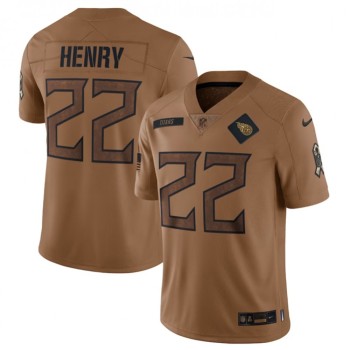 Men's Tennessee Titans #22 Derrick Henry 2023 Brown Salute To Service Limited Stitched Football Jersey Men's Tennessee Titans #22 Derrick Henry 2023 Brown Salute To Service Limited Stitched Football Jersey