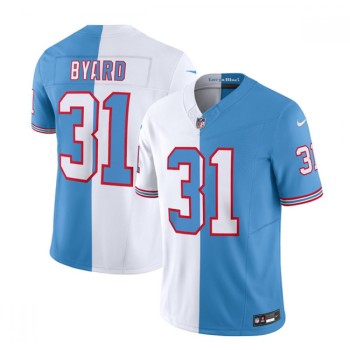 Men's Tennessee Titans #31 Kevin Byard White/Blue 2023 F.U.S.E. Split Vapor Limited Throwback Stitched Football Jersey Men's Tennessee Titans #31 Kevin Byard White/Blue 2023 F.U.S.E. Split Vapor Limited Throwback Stitched Football Jersey