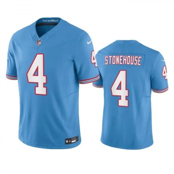 Men's Tennessee Titans #4 Ryan Stonehouse Light Blue 2023 F.U.S.E. Vapor Limited Throwback Stitched Football Jersey Men's Tennessee Titans #4 Ryan Stonehouse Light Blue 2023 F.U.S.E. Vapor Limited Throwback Stitched Football Jersey
