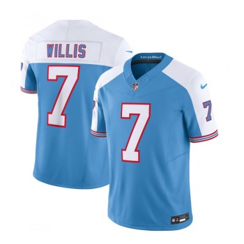 Men's Tennessee Titans #7 Malik Willis Blue/White 2023 F.U.S.E. Vapor Limited Throwback Stitched Football Jersey Men's Tennessee Titans #7 Malik Willis Blue/White 2023 F.U.S.E. Vapor Limited Throwback Stitched Football Jersey