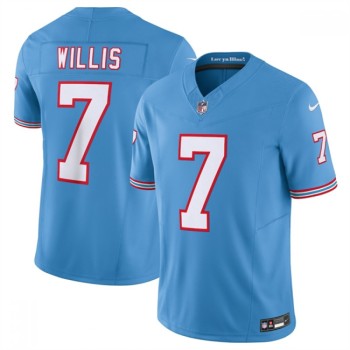Men's Tennessee Titans #7 Malik Willis Light Blue 2023 F.U.S.E. Vapor Limited Throwback Stitched Football Jersey Men's Tennessee Titans #7 Malik Willis Light Blue 2023 F.U.S.E. Vapor Limited Throwback Stitched Football Jersey